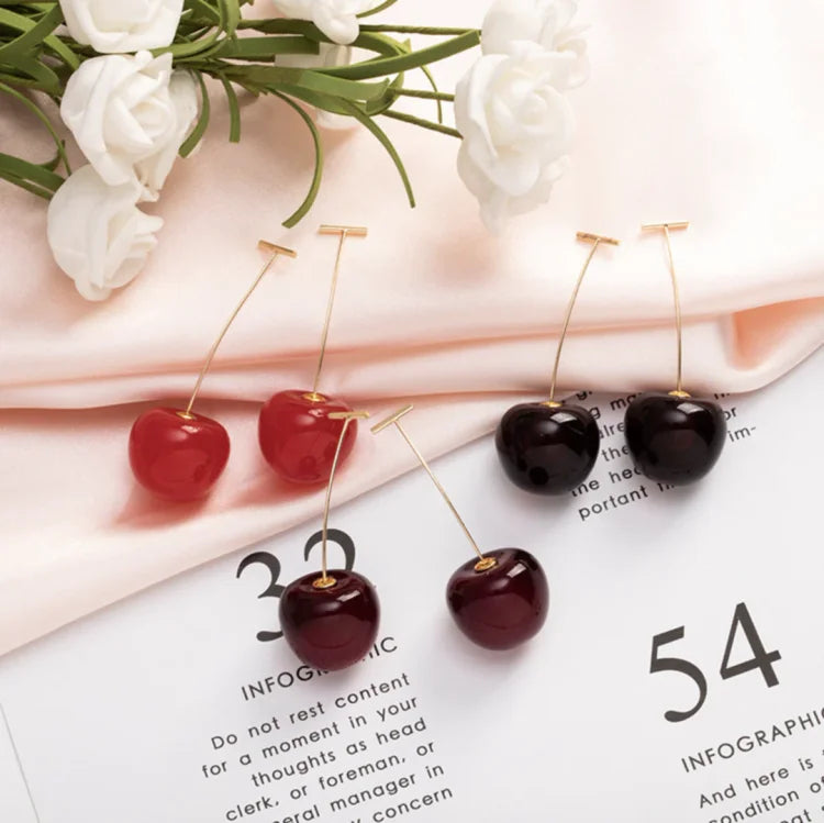 Red Cherry Earrings - Fleur-The Livary