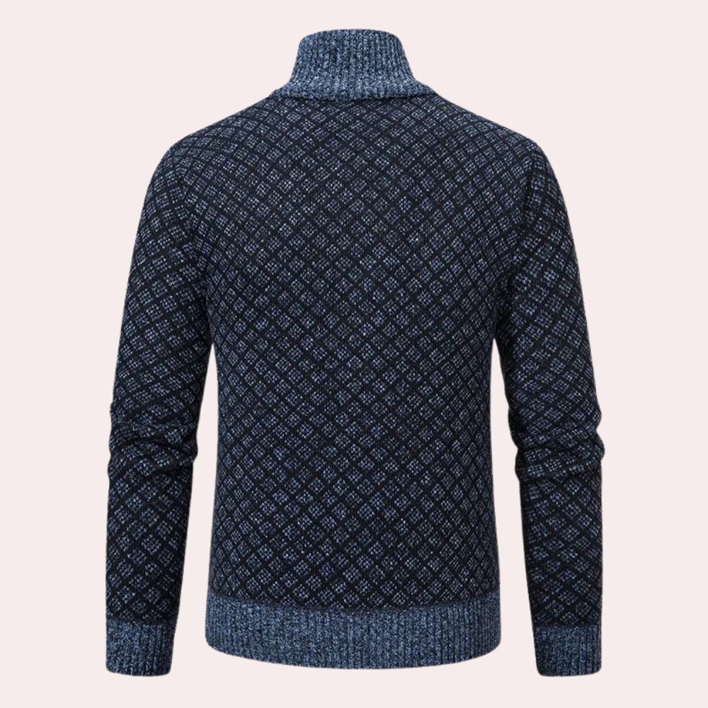 Runia - Knitted Cardigan for Men-Blue-grey-S-The Livary