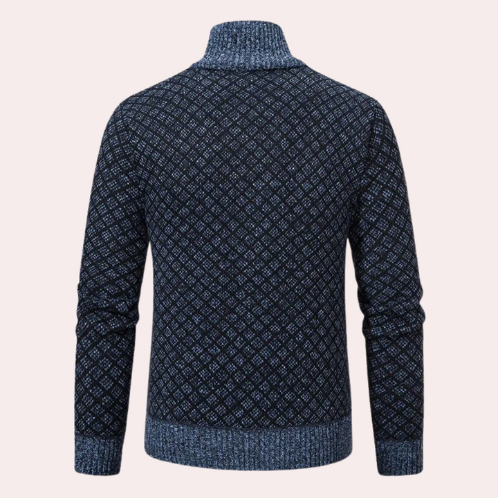 Runia - Knitted Cardigan for Men-Blue-grey-S-The Livary