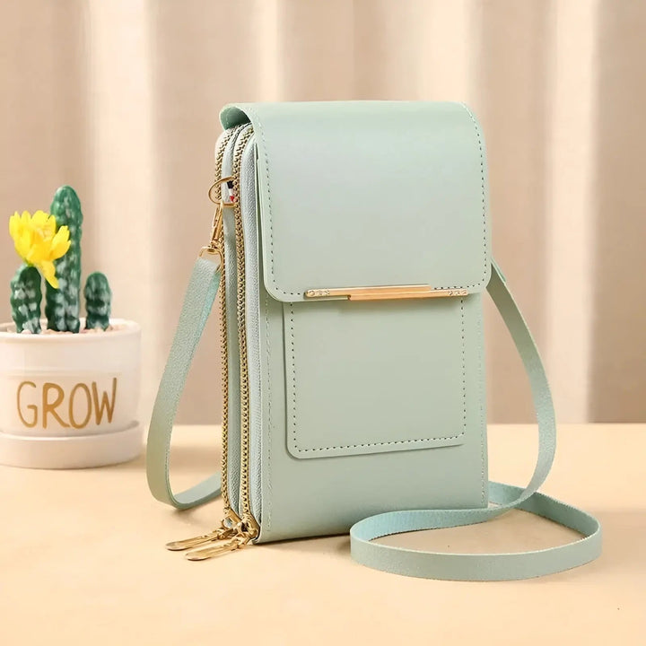 Soft Leather Shoulder Bag with Anti-Theft Protection - SafeTouch-Green-The Livary