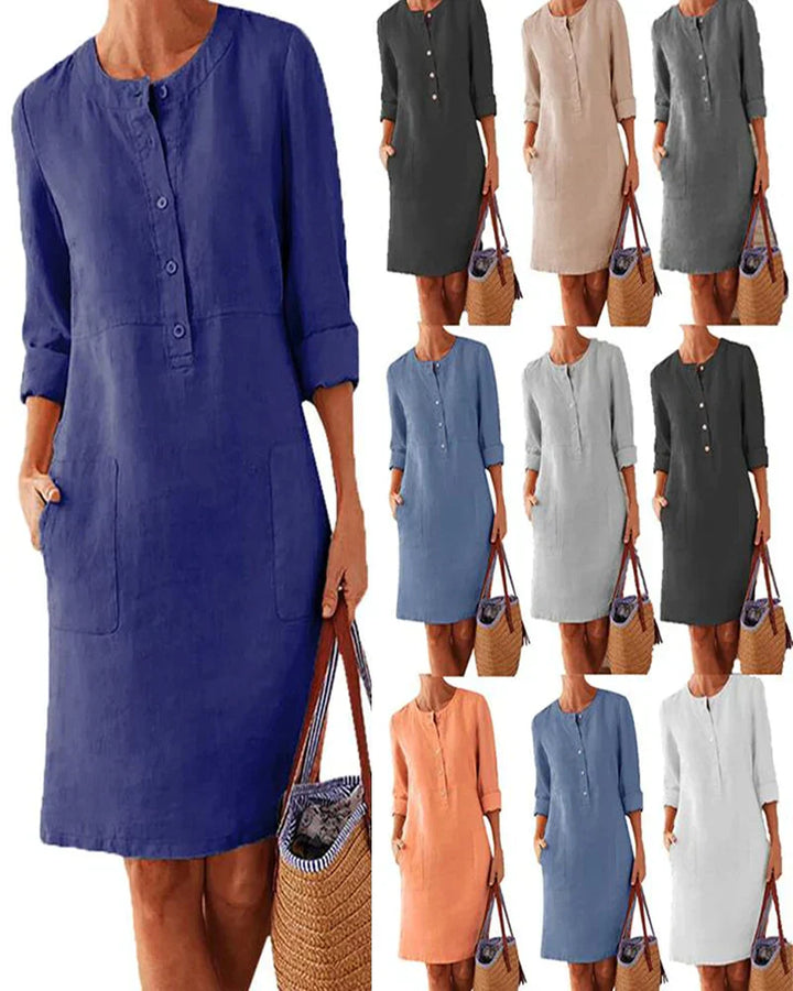 Elegant summer dress with button placket – Allegra-Dark blue-S-The Livary