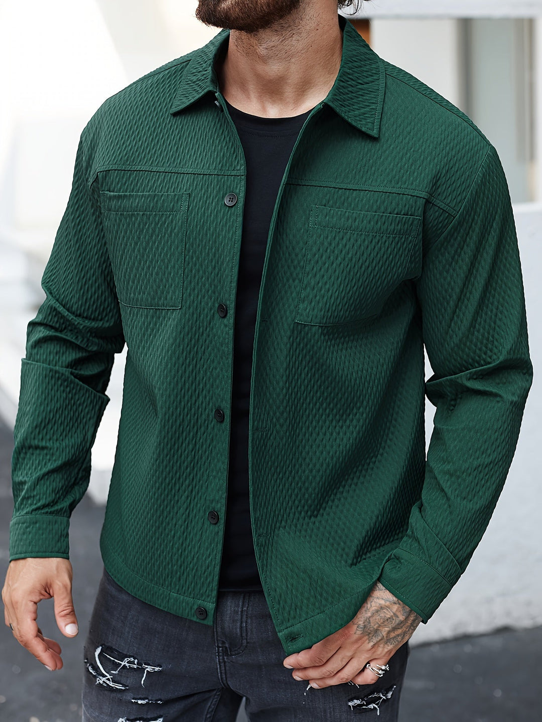 Structured Green Men's Shirt - Finn-S-The Livary