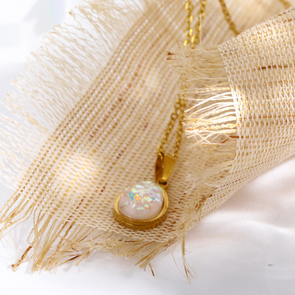 18K Natural Opal Drop Pendant Necklace - Eloise-The Livary