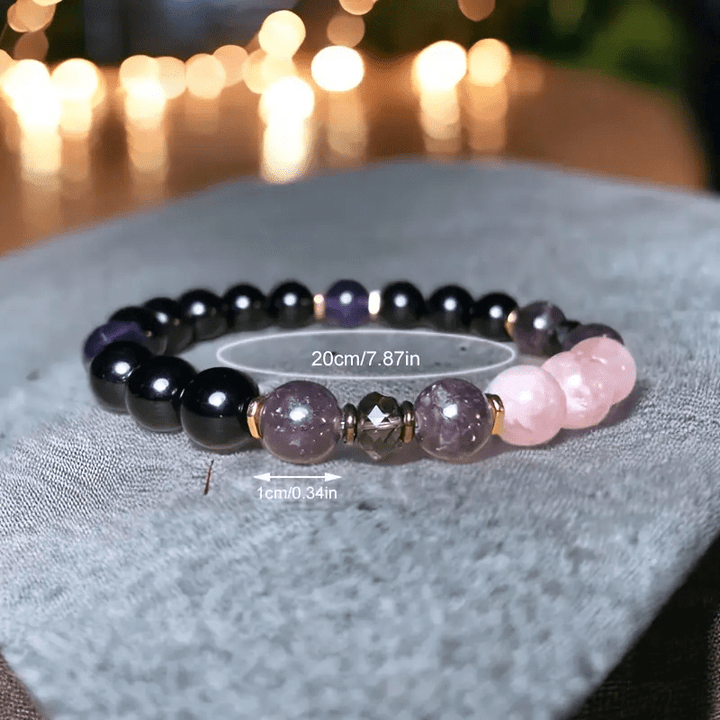 0.31 in Rose Quartz Obsidian Amethyst Beaded Bracelet - Aurora-The Livary