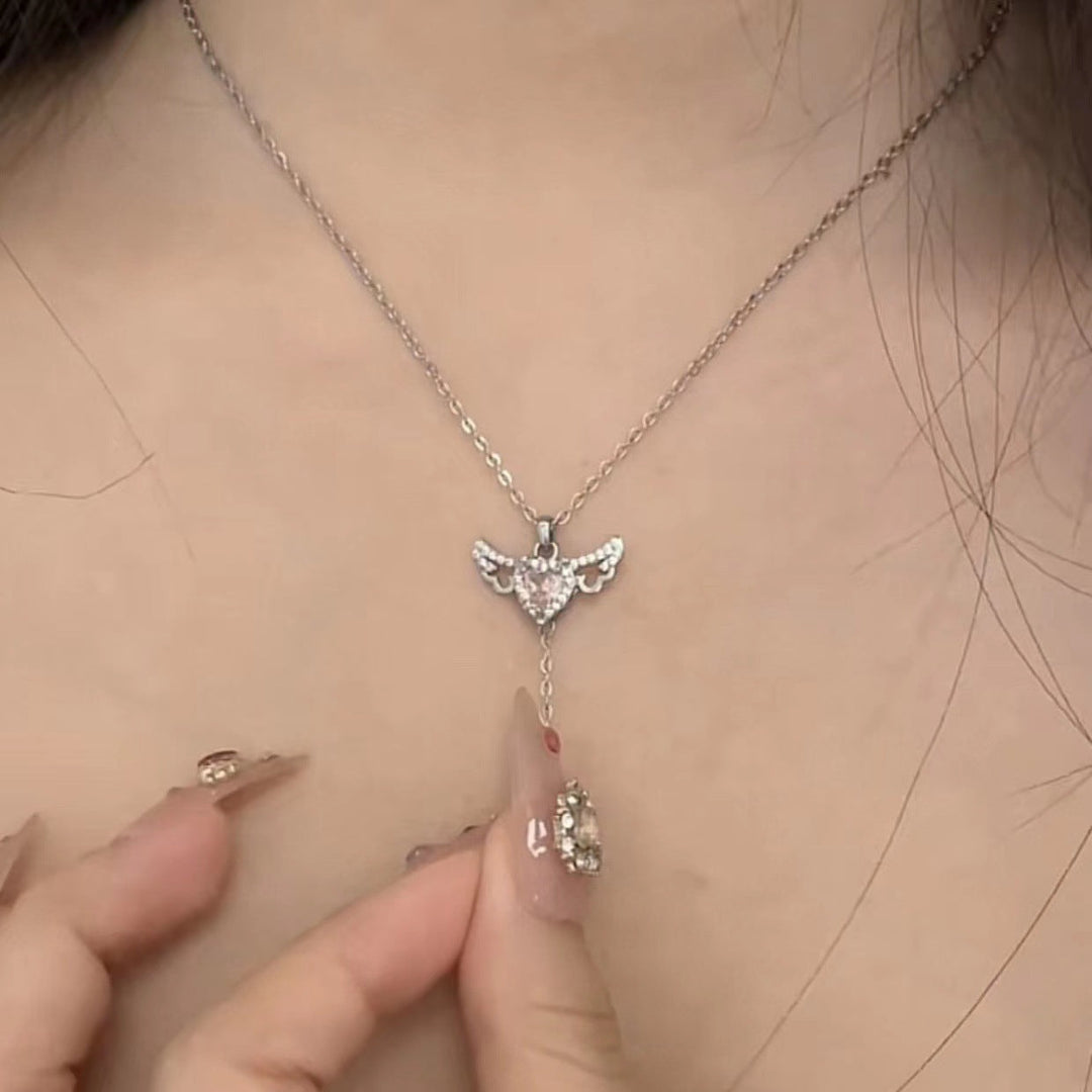 Enchanting Angel Wings Necklace - Livia-Silver-The Livary