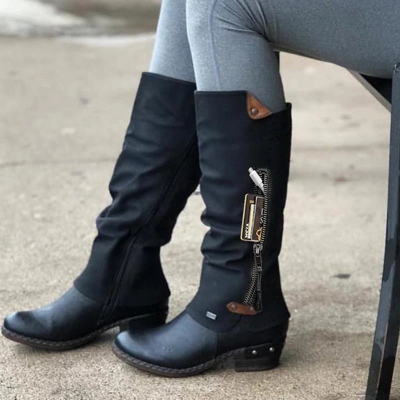 Comfortable High Boots with Storage Compartment - Alina-Gray-2.5-The Livary