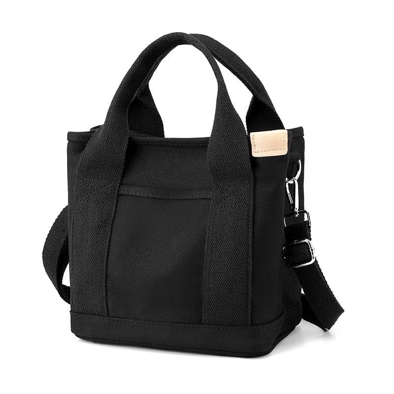 Stylish Small Canvas Women's Shoulder Bag - CitySling-Black-The Livary