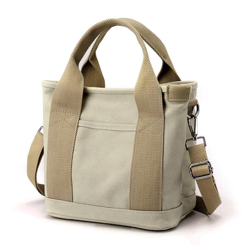 Stylish Small Canvas Women's Shoulder Bag - CitySling-Beige-The Livary