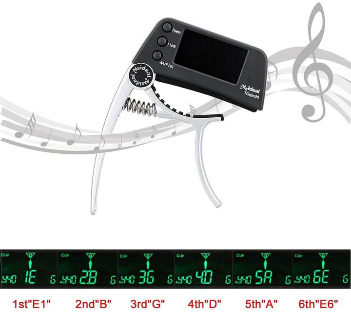 2-in-1 Guitar Capo & Tuner – TuneGrip-Black-The Livary