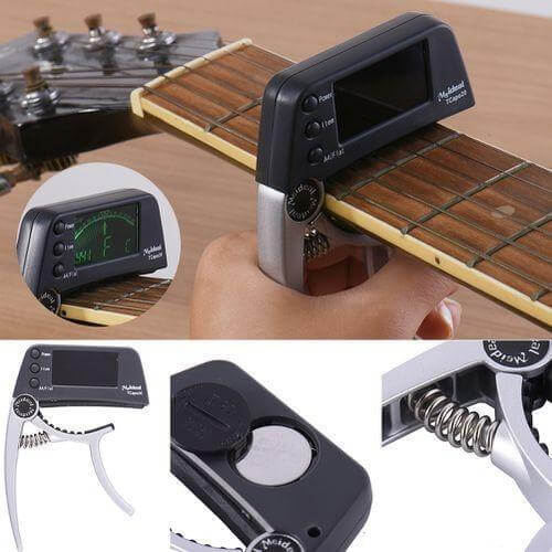 2-in-1 Guitar Capo & Tuner – TuneGrip-Black-The Livary