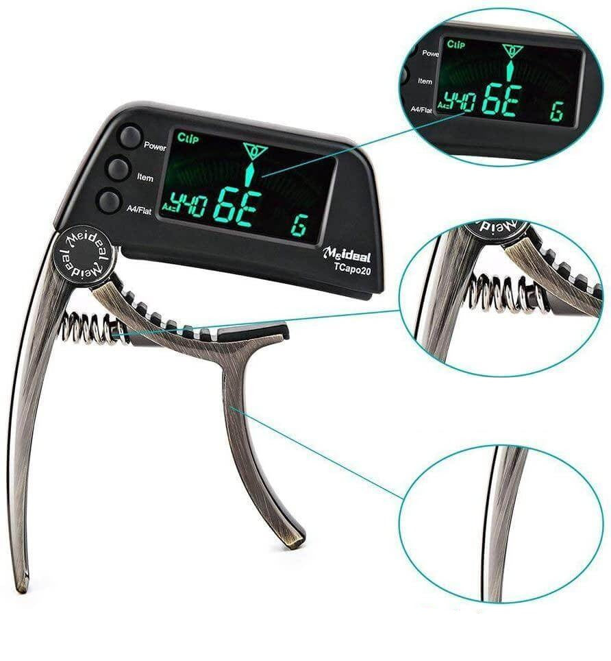 2-in-1 Guitar Capo & Tuner – TuneGrip-Black-The Livary