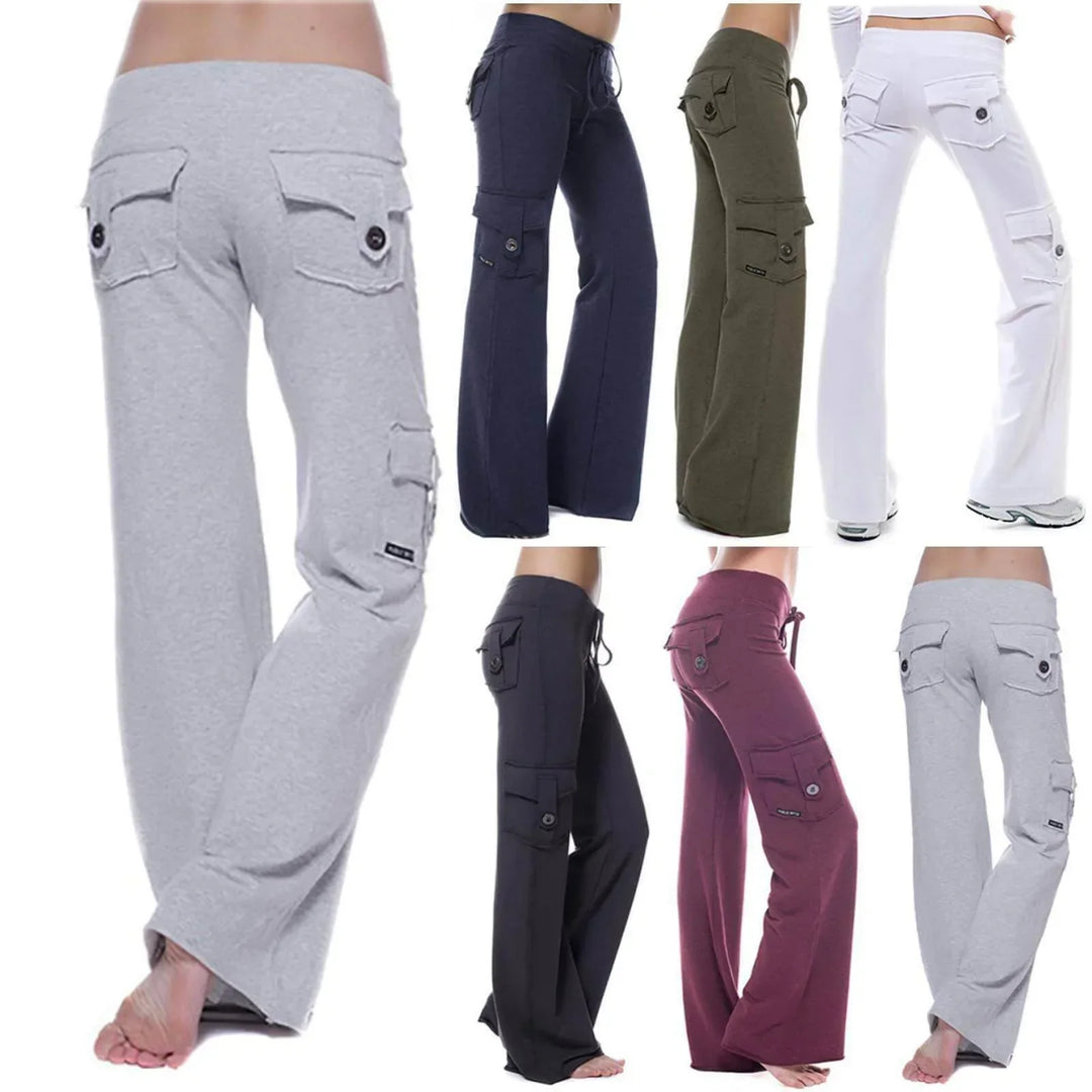 Ladies Bootcut Cargo Pants with Pockets – Isabella-Green-XS-The Livary