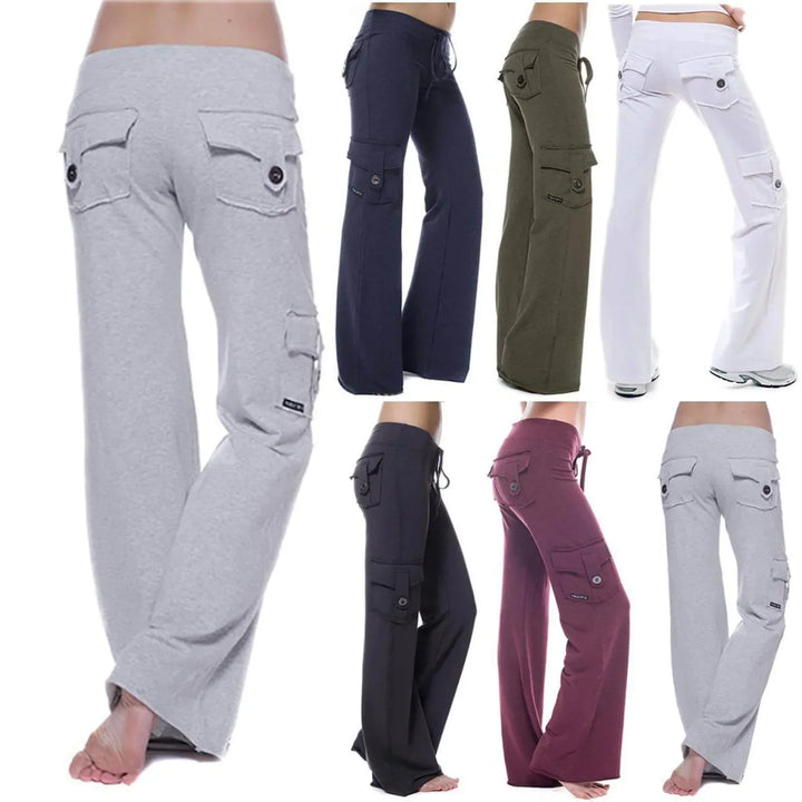 Ladies Bootcut Cargo Pants with Pockets – Isabella-Green-XS-The Livary