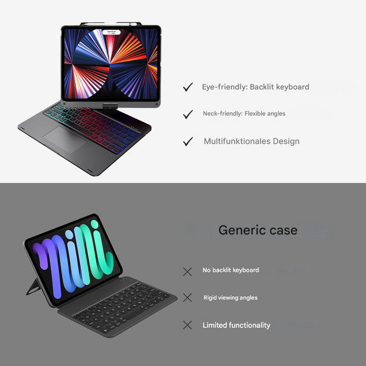 Wireless 360° Rotatable Keyboard - KeySpin Cover-iPad Pro 12.9-inch (6th/5th/4th/3rd Gen)-Black-The Livary