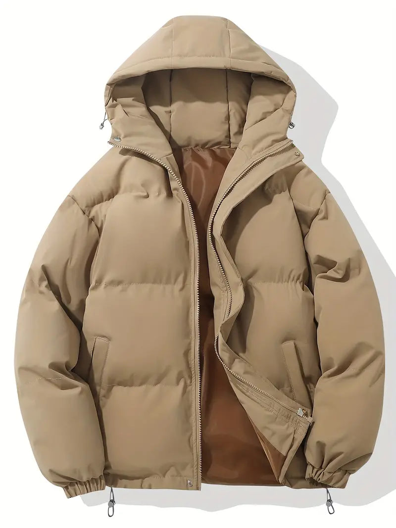Casual Hoodie Jacket with Zip – Orion-Khaki-M-State of Style