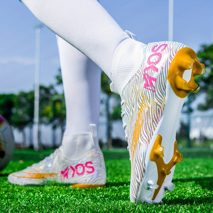 Men's Football Boots with Grip & High Ankle Design – Dario-White-7-The Livary