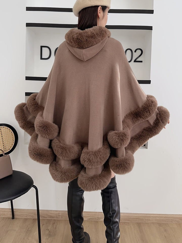 Oversized Furry Cape Jas for Women - Fiona-Bordeaux red-S-The Livary