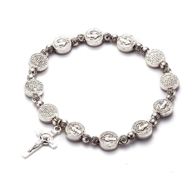 Gold and Silver Coloured Christian Cross Bracelet - Solana-Silver-The Livary