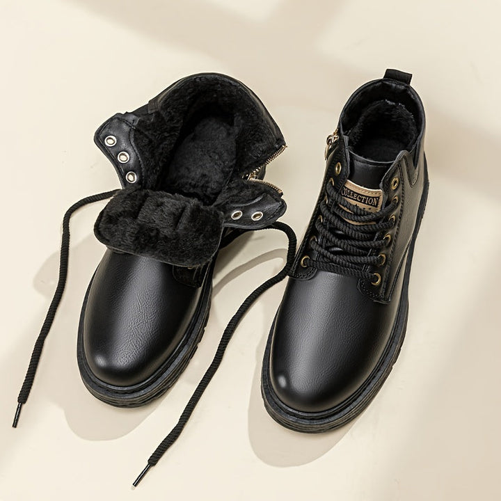 Warm and Stylish Lace-up Boots for Men - Arvo-Dark brown-5-The Livary