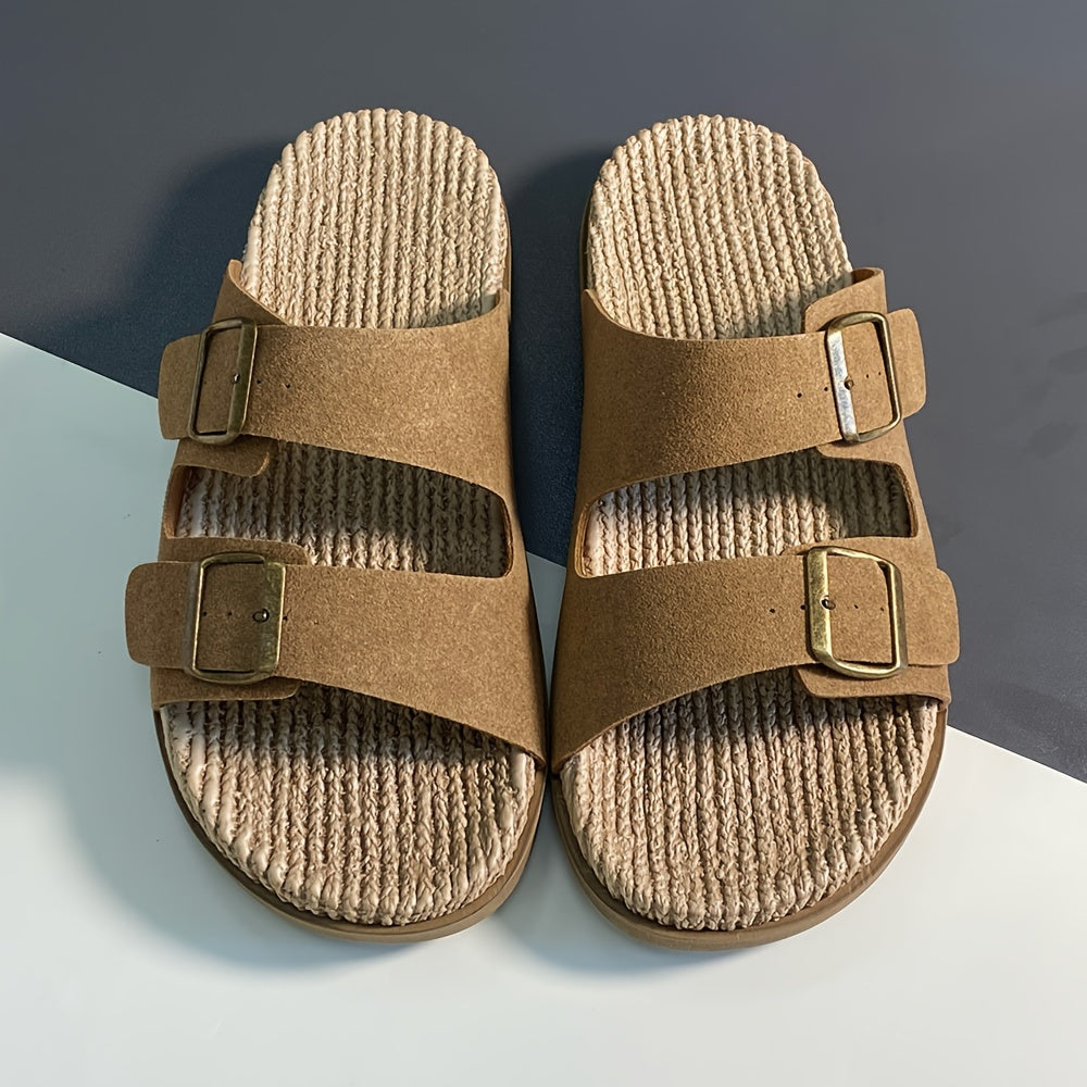 Stylish men's summer slip-ons with adjustable straps - GripStep-Dark brown-6.5-The Livary