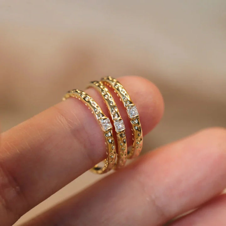 Gold Plated Sterling Silver Ring with Zirconia - Aurora-5-The Livary