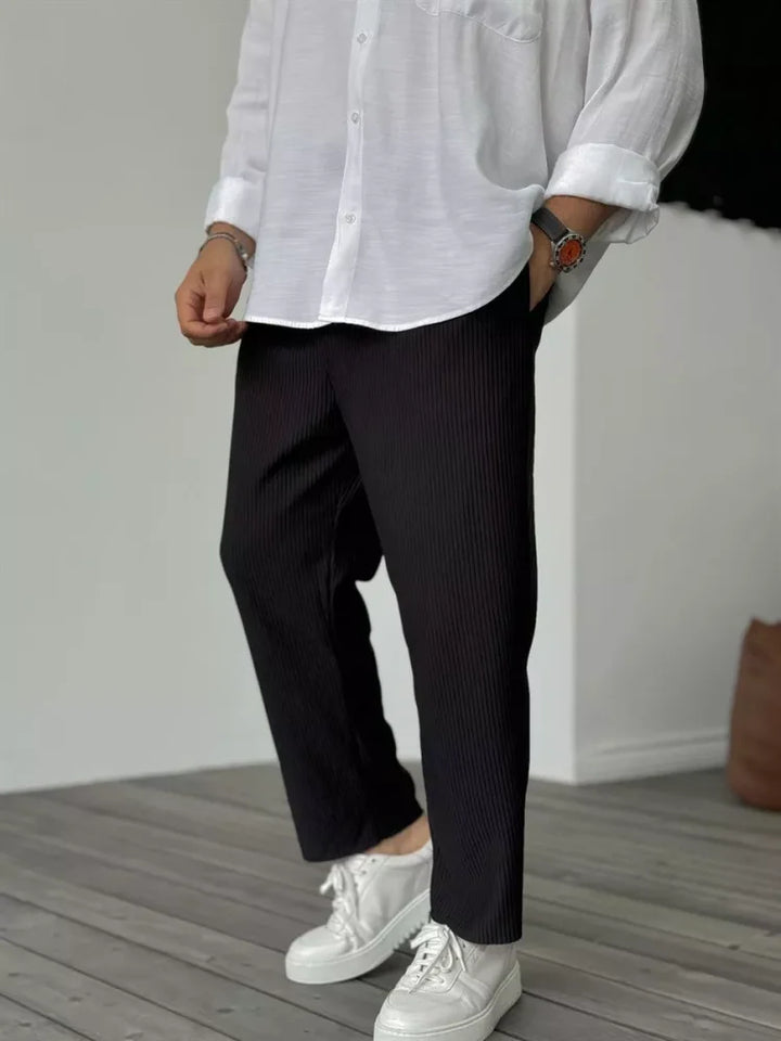 Luxury Men's Trousers in Soft Fabric – Alessio-Black-S-The Livary