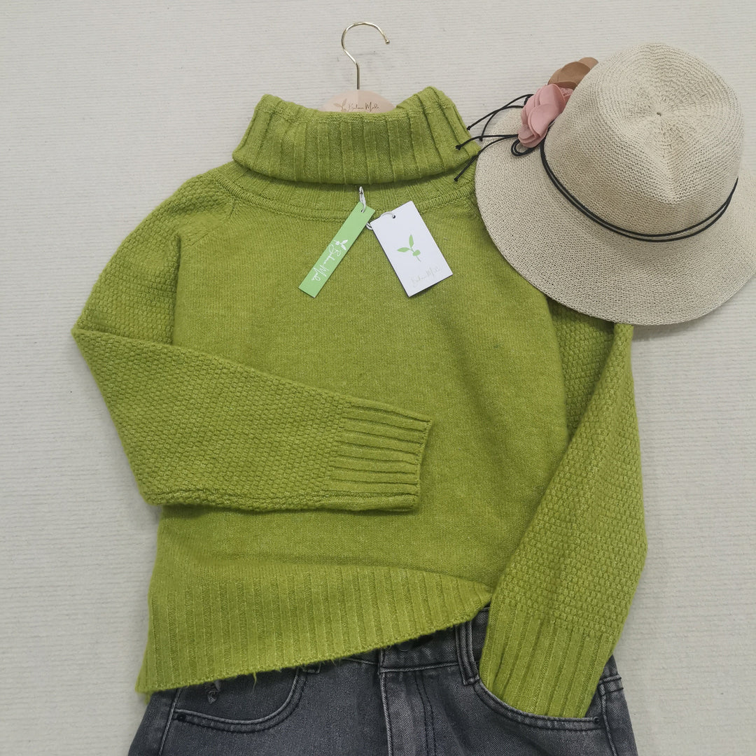 Bright Green, Oversized Knitted Turtleneck - HerbstGlanz-S (36/38)-The Livary