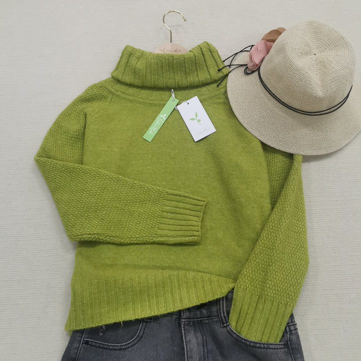 Bright Green, Oversized Knitted Turtleneck - HerbstGlanz-S (36/38)-The Livary