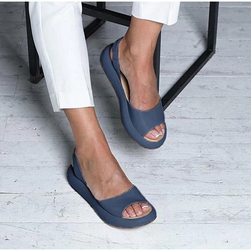 Orthopaedic ladies' comfort sandals with low heel – Livana-White-3-The Livary