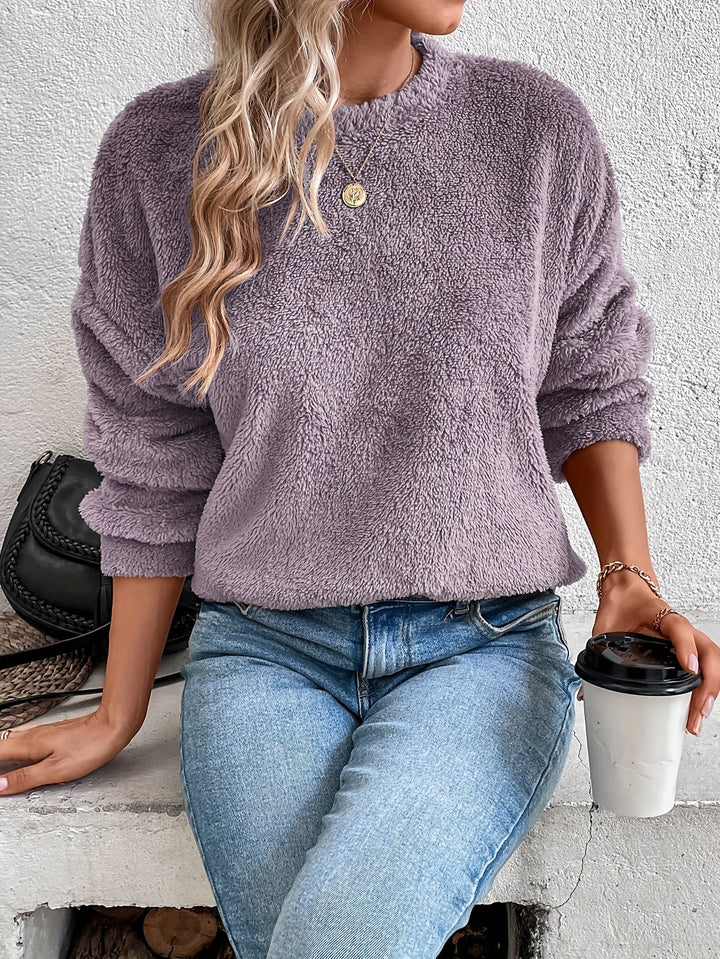 Comfortable Teddy Pullover Sweatshirt - Livia-Purple-S-The Livary