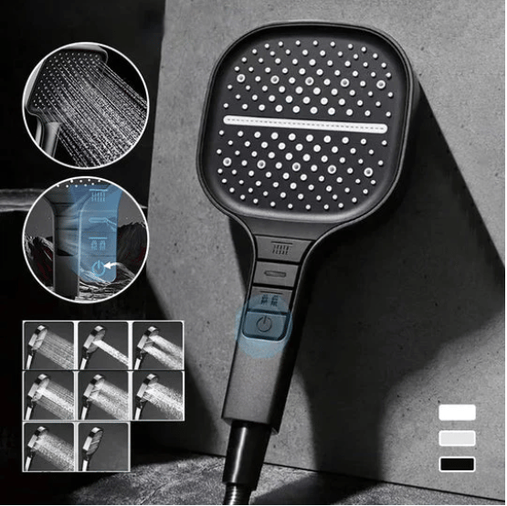 Luxury Shower Head with 7 Settings – HydraLux-Black-The Livary