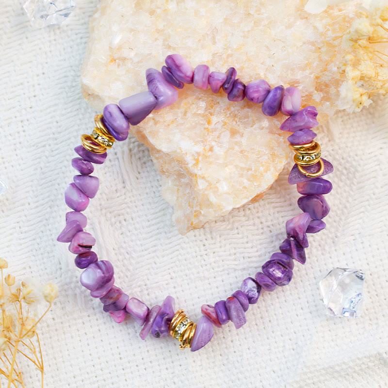 Stylish Natural Stone Crystal Beads Bracelet - Celine-White Turquoise-The Livary
