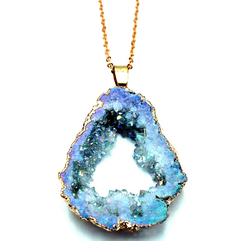 Natural Crystal Geode Pendant - Gaia-Amethyst-The Livary