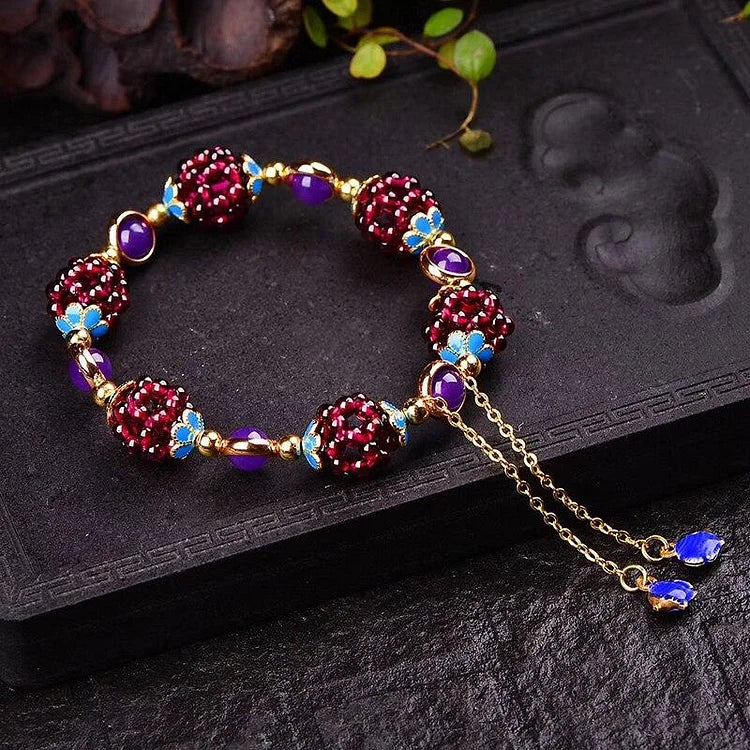 Natural Garnet Bracelet - Selina-Purple-The Livary