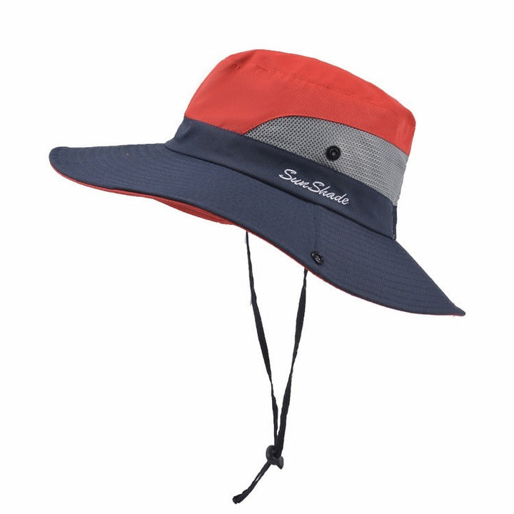 Stylish women's UV protection sun hat with a wide brim – Livia-Red-The Livary