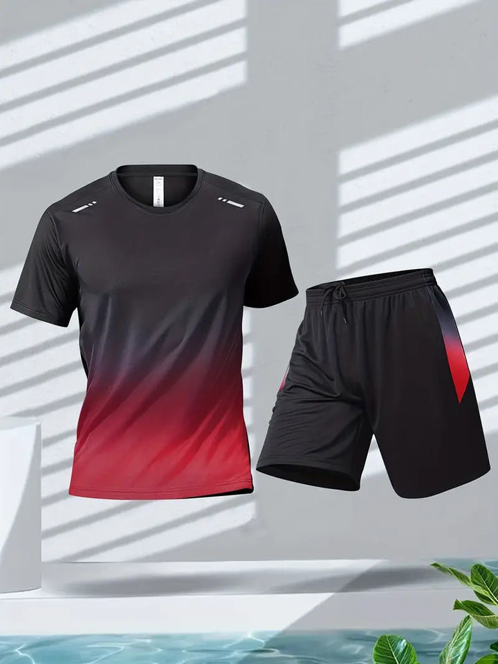 Two-piece breathable men's sports set – Jarek (Buy 1, Get 1 Free)-Black-Red-S-The Livary