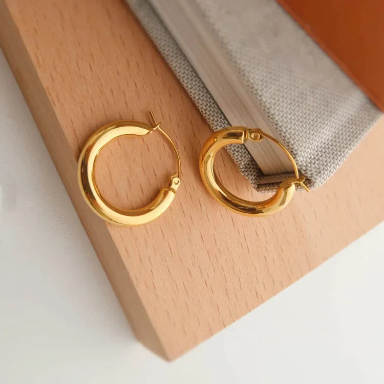 Golden Hoop Earrings - Aurélie-The Livary