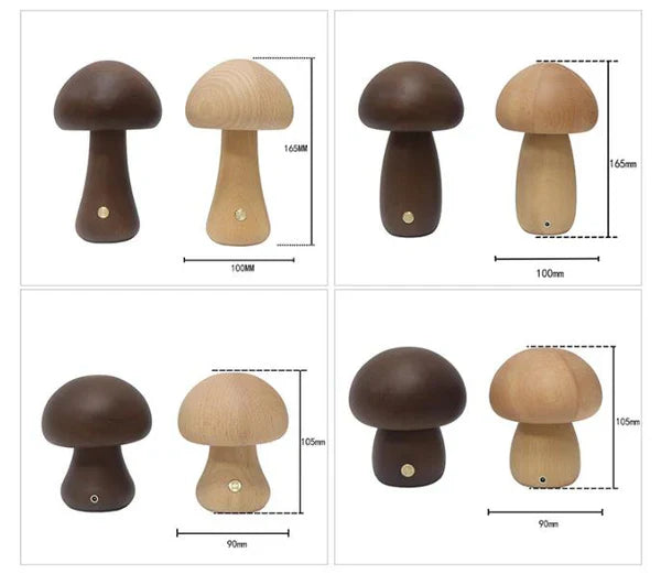 Wooden Mushroom LED Night Light - GlowShroom-A-walnut color-The Livary