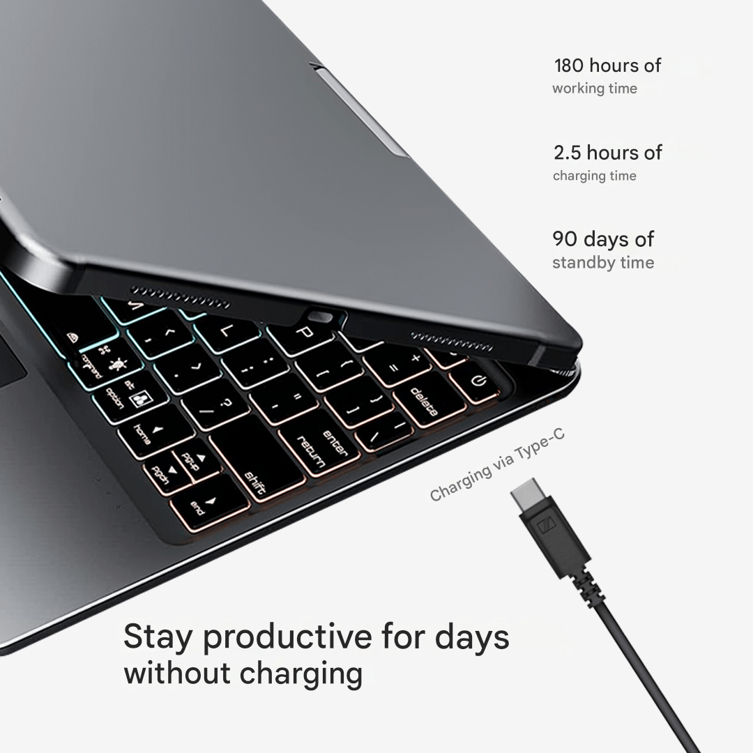 Wireless 360° Rotatable Keyboard - KeySpin Cover-iPad Pro 12.9-inch (6th/5th/4th/3rd Gen)-Black-The Livary
