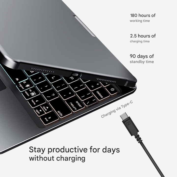 Wireless 360° Rotatable Keyboard - KeySpin Cover-iPad Pro 12.9-inch (6th/5th/4th/3rd Gen)-Black-The Livary