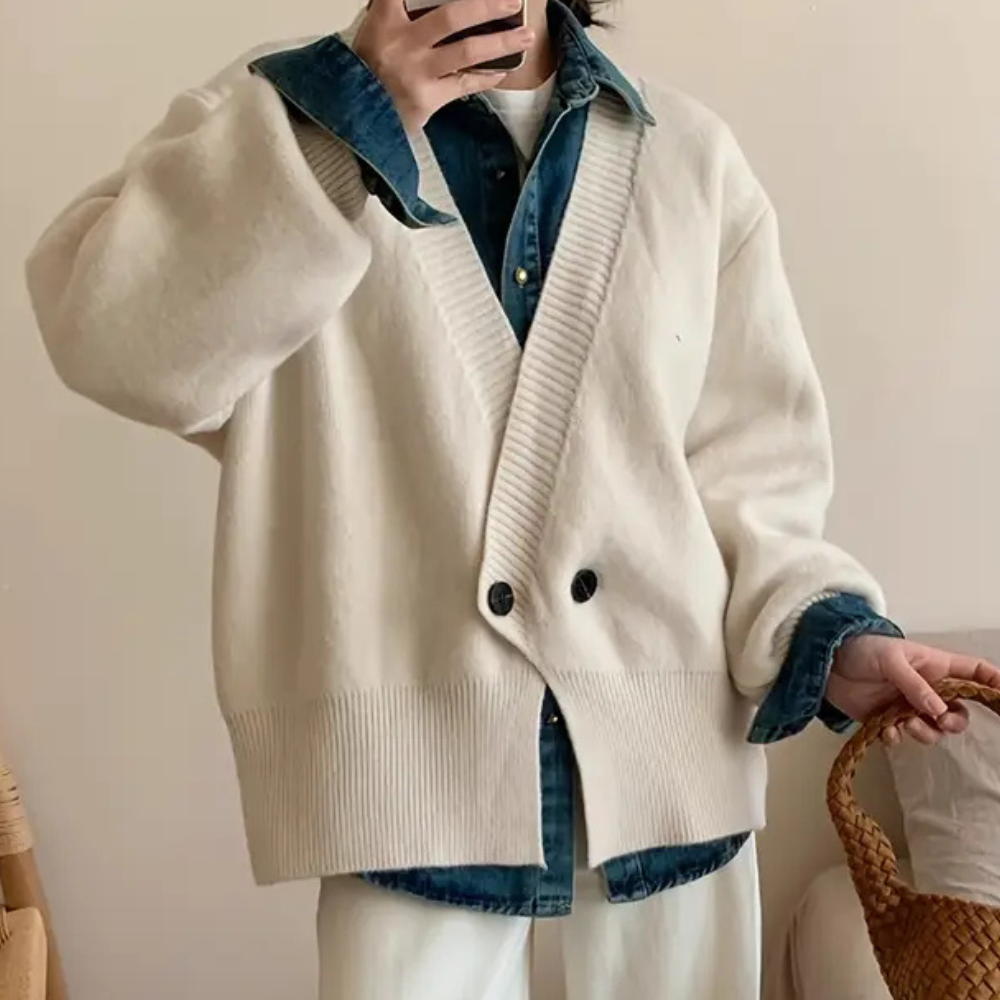 Stylish Beige Knitted Cardigan for Women - Vera-XS-The Livary