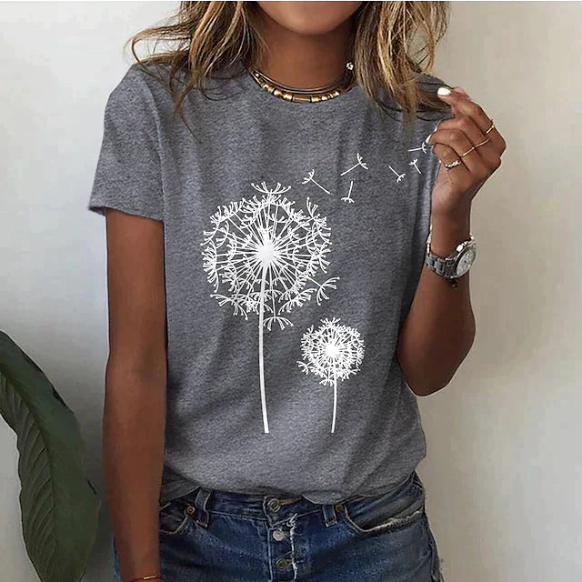 Comfortable women's t-shirt with round neck & soft fabric – Rhea-Grey-2XS-The Livary