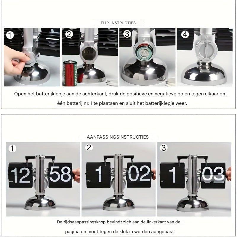 Retro Flip Clock with Steel Accent - TempoFlip-White-The Livary