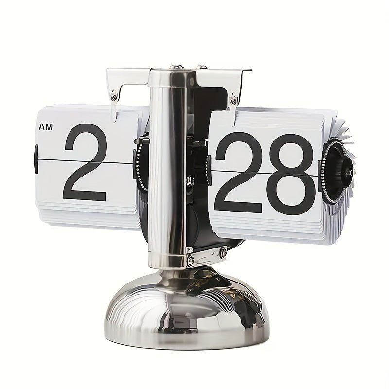 Retro Flip Clock with Steel Accent - TempoFlip-White-The Livary