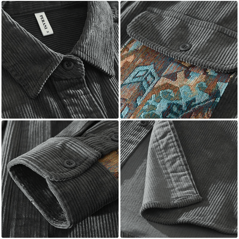 Cotton Men's Shirt with Long Sleeves - Quinten-Gray-XS-The Livary