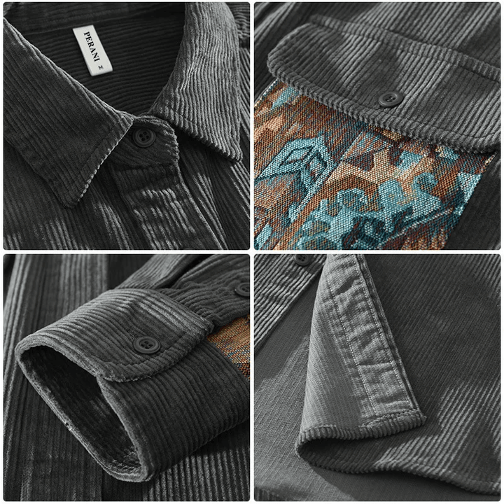 Cotton Men's Shirt with Long Sleeves - Quinten-Gray-XS-The Livary