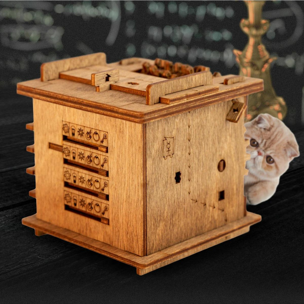 Interactive Wooden Escape Puzzle Box – MindVault-Schrödinger's Cat-The Livary