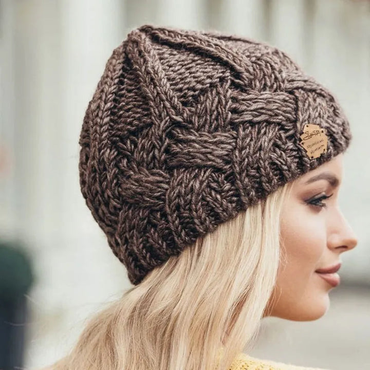 Comfortable Knitted Hat - Elena-Coffee-The Livary
