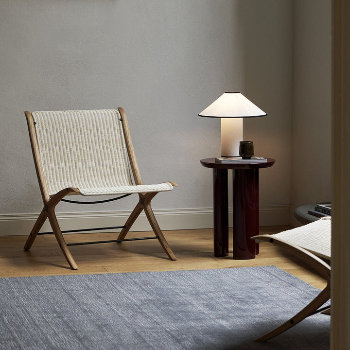 Table lamp with fabric shade – Lunara-Red+White-The Livary