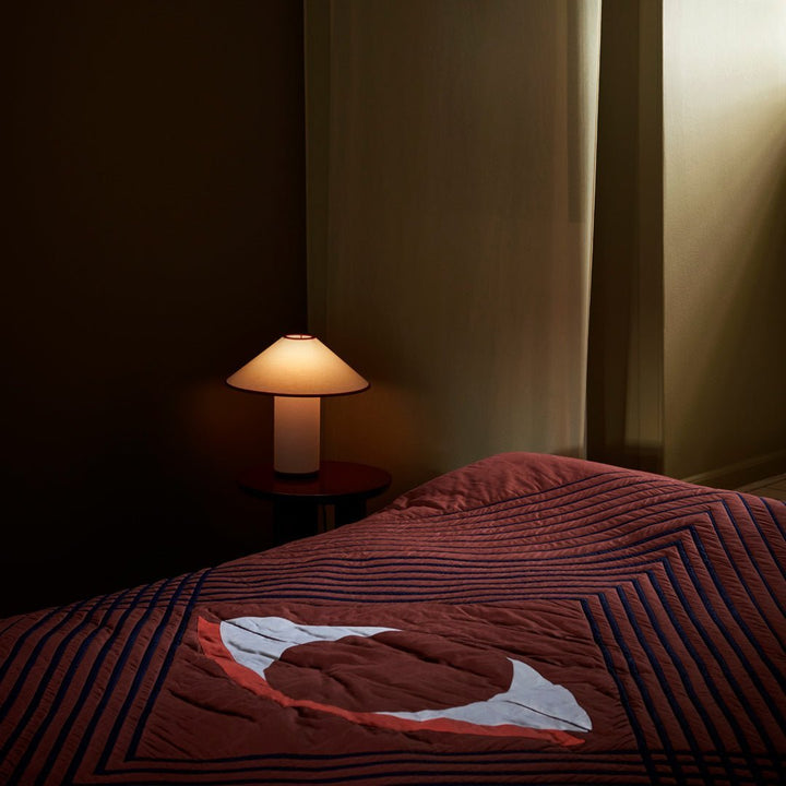 Table lamp with fabric shade – Lunara-Red+White-The Livary